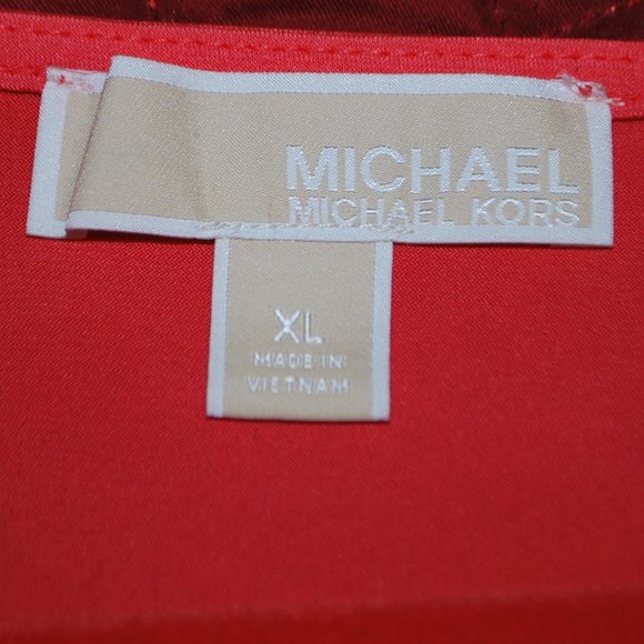 Michael Kors Coral V-neck Top w/Ladderback Sleeves - XL - Picture 11 of 13